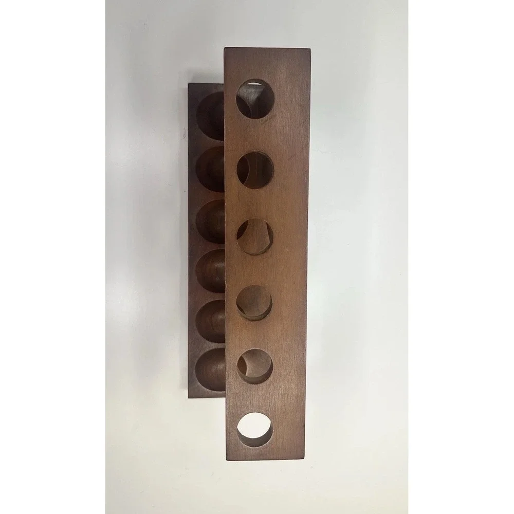 Fairfax Vintage Walnut Wood 6 Pipe Display‎ Stand Holder Angled Unique USA